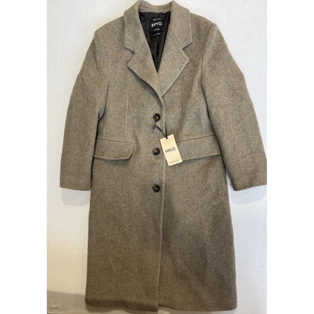 MANGO MNG Women's Wool Overcoat Medium Brown Size XS NEW - Picture 8 of 8